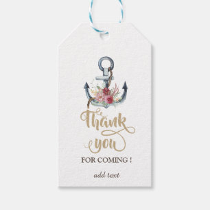 Etiqueta Para Presente Flores de Âncora de Aquarelas Náuticas