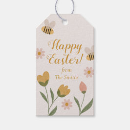 Etiqueta Para Presente Flores de Aquarela & Abelhas Páscoa Primavera