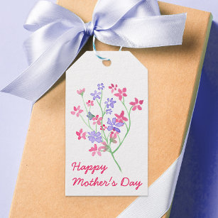 Etiqueta Para Presente Flores de Aquarela Delicadas - Feliz dia de as mãe