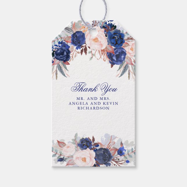 Etiqueta Para Presente Flores de Aquarela do marinho (Frente)