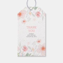 Etiqueta Para Presente Flores de Aquarela Rosa Campo de Verão Casamento