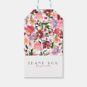 Etiqueta Para Presente Flores de Aquarela Rosa Minimalísticas