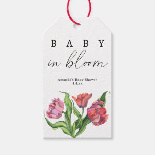 Etiqueta Para Presente Flores de buquê vermelho em aquarela - bebê em flo