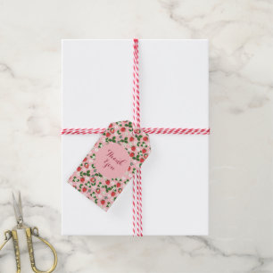 Etiqueta Para Presente Flores de Morangos Doces Aquarela Floral