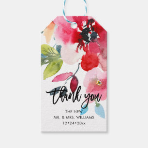 Etiqueta Para Presente Flores de primavera de Aquarela Obrigado