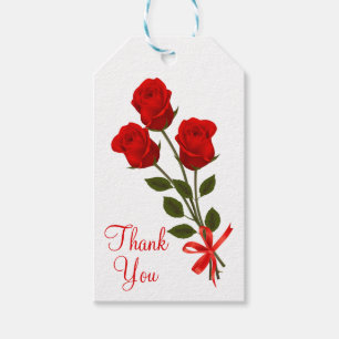 Etiqueta Para Presente Flores De Rosa vermelha Floral Obrigado Festa de c