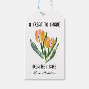 Etiqueta Para Presente Flores de Tulipas de Aquarela "A Treat to Share"