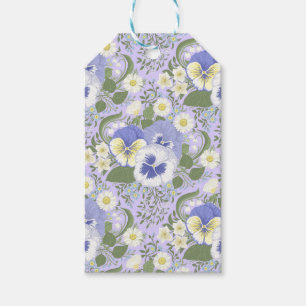 Etiqueta Para Presente Flores do jardim de primavera sobre lavanda