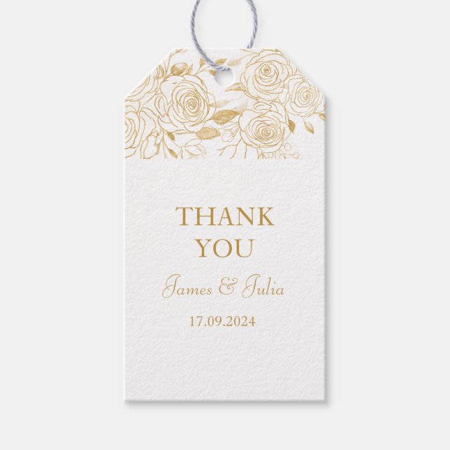 Etiqueta Para Presente FLORES Douradas (Frente)