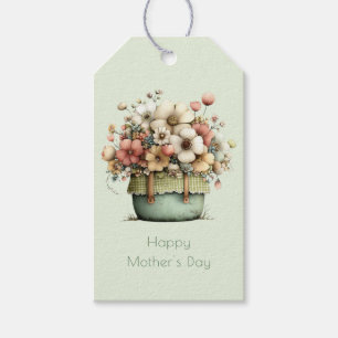 Etiqueta Para Presente Flores em um Vaso Aconchegante Dia das Mães Fofo