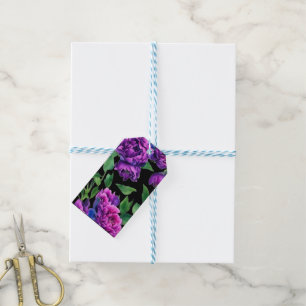 Etiqueta Para Presente Flores florais de água-magra magenta roxo elegante