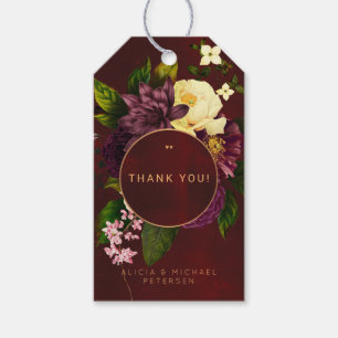 Etiqueta Para Presente Flores invernais de ouro cheio de lenha obrigado d