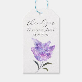 Etiqueta Para Presente Flores lilás com aquarela rustica Casamento Violet