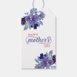 Etiqueta Para Presente Flores Púrpuras do Dia da Mãe