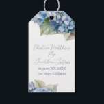 Etiqueta Para Presente Flores Românticas de Hidrocoloração Azul Hidromáti<br><div class="desc">Estas etiquetas românticas de presentes florais apresentam hidrangeas azuis de cor aquática. Um delicado buquê de flores de hydrangea é ilustrado no topo,  e outro na parte inferior esquerda.</div>