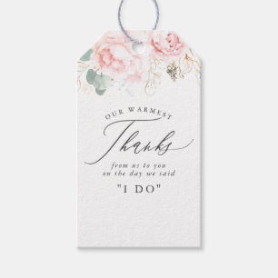 Etiqueta Para Presente Flores rosa e Casamento Elegante Verde Dourado