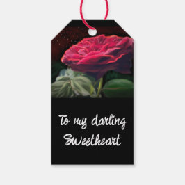 Etiqueta Para Presente Flores rosas vermelhas de Arte Preta Verde Flor Fl