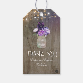 Etiqueta Para Presente Flores Roxas Madeira Rústica Mason Jar