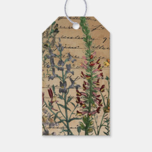 Etiqueta Para Presente Flores Selvagens Vermelhas e Azuis Altos, Redação