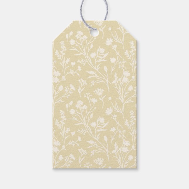Etiqueta Para Presente Flores Susurrantes Neutro - Trigo Dourado (Frente)