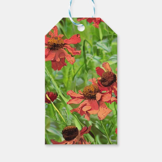 ETIQUETA PARA PRESENTE FLÔRES VERMELHAS DE RUDBECKIA (Frente)