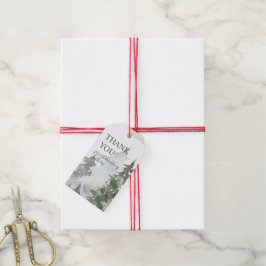 Etiqueta Para Presente Floresta De Inverno Verde Obrigado