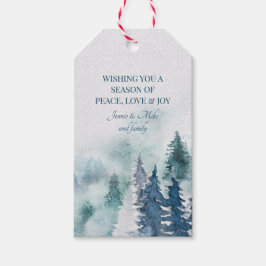 Etiqueta Para Presente Floresta em Árvores Aquáticas Natal