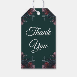 Etiqueta Para Presente Floresta Escura Verde Casamento Elegante Maroon Ma