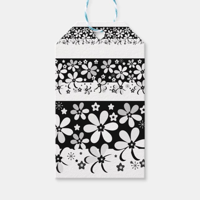 Etiqueta Para Presente Florim preto e branco (Frente)