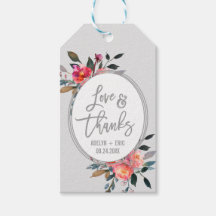 Flower Winter Wreath "Love & Obrigados" Tags de Fa