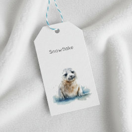 Etiqueta Para Presente Foca Filhote em Aquarela Encantadora, personalizad