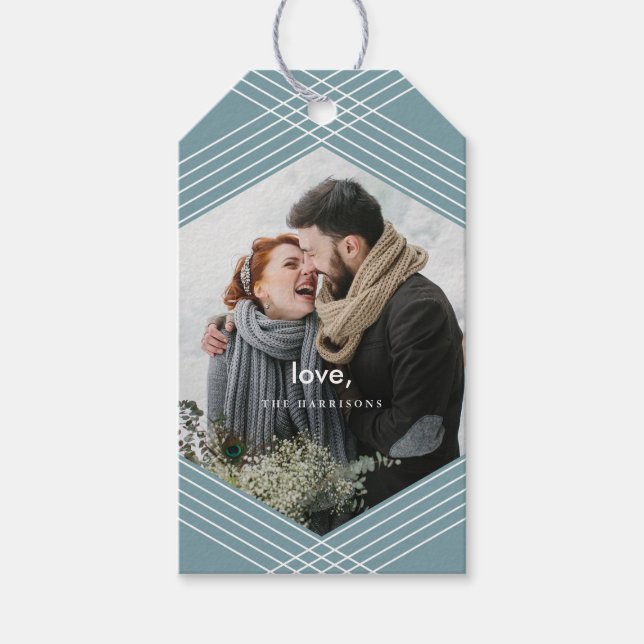 Etiqueta Para Presente Foco Festivo | Azul Cinza | (Frente)