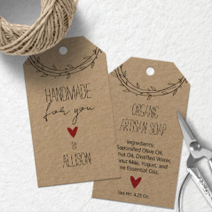 Etiqueta Para Presente 🎁 Fofo e Personalizado "Feito à Mão Para Você" Kr