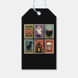 Etiqueta Para Presente Folha de Selos Assustadores de Halloween Vintage