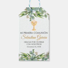 Etiqueta Para Presente Folha verde-branca na Primeira Comunhão Espanhola