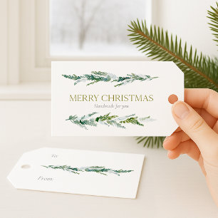 Etiqueta Para Presente Folhagem de Inverno “Feliz Natal”