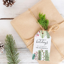 Etiqueta Para Presente Folhagem de Natal Personalizada
