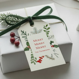 Etiqueta Para Presente Folhagens & Frutas Elegantes (Natal)