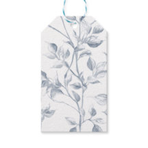 Folhas Botânicas Desenhadas à Mão no Azul Suave