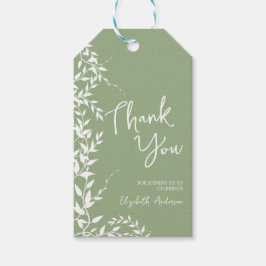 Etiqueta Para Presente Folhas Botânicas Verde Sálvia Chá de Noiva