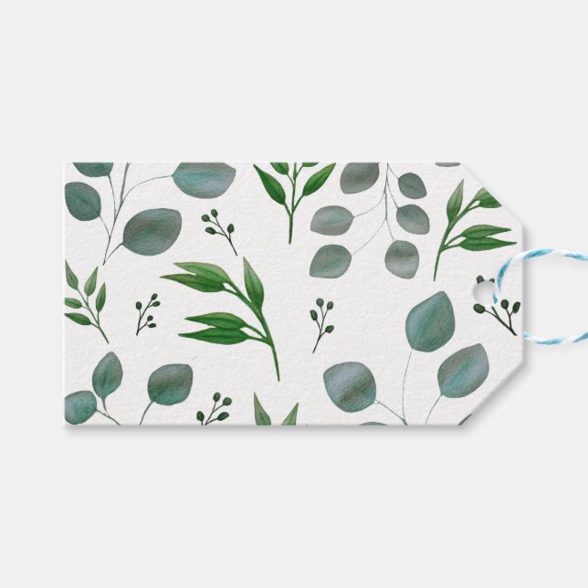 Etiqueta Para Presente Folhas de eucalipto (Frente (horizontal))