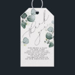 Etiqueta Para Presente Folhas de Eucalipto Elegante Agradecimento Verde<br><div class="desc">Tags de agradecimento verde folhas de eucalipto aquarela</div>