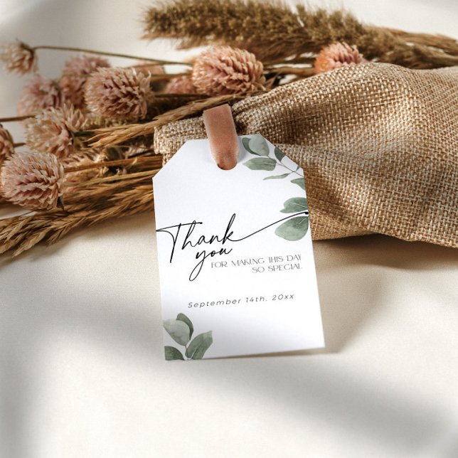 Etiqueta Para Presente Folhas de Eucalipto Obrigado Chá de Noiva (Criador carregado)