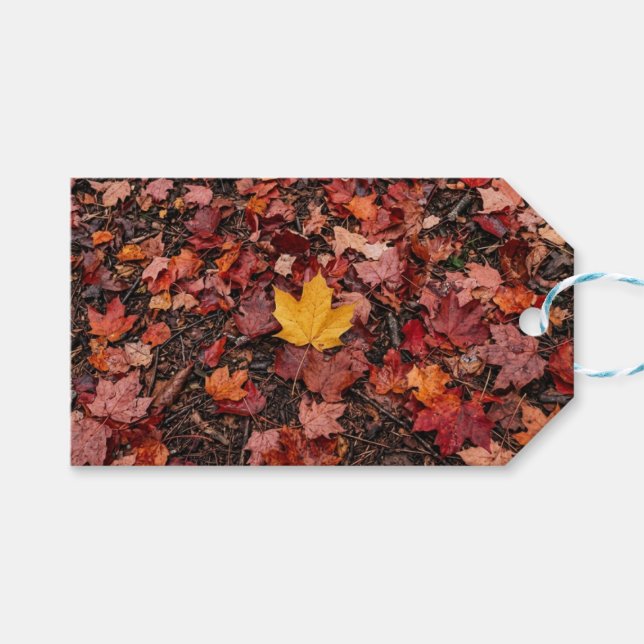 Etiqueta Para Presente Folhas de outono  (Frente (horizontal))