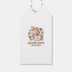 Etiqueta Para Presente Folhas de Outono Unicórnio Design Gráfico de Merch