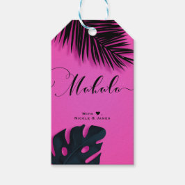 Etiqueta Para Presente Folhas de Palma Tropical Rosa Festa MAHALO ALOHA