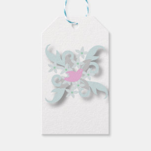 Etiqueta Para Presente Folhas de Pink Dove e Prata