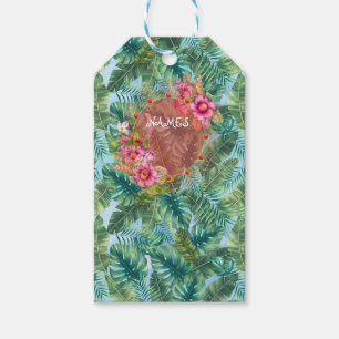 Etiqueta Para Presente Folhas de plantas verdes tropicais