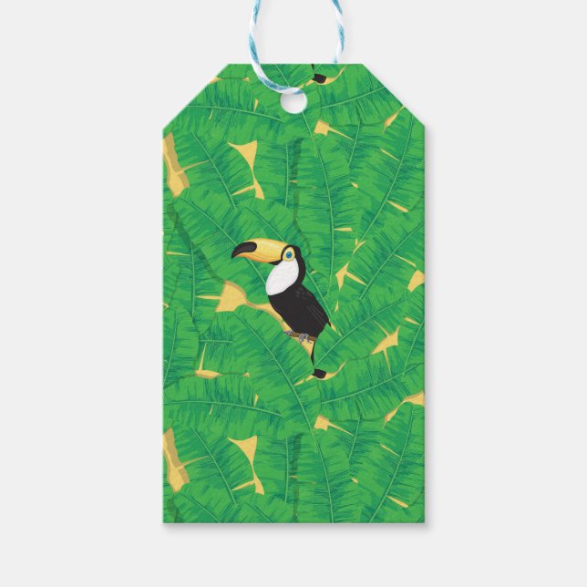 Etiqueta Para Presente Folhas de tucano e de banana (Frente)