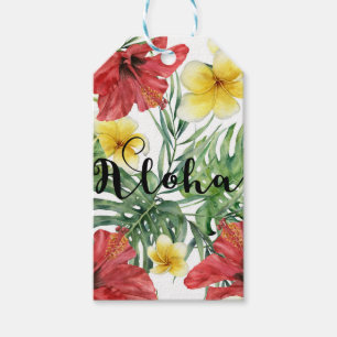 Etiqueta Para Presente Folhas & Flores Botânicas Tropicais Floral Aloha